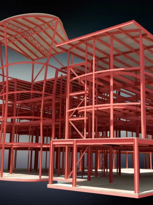 3D-моделирование реконструкции дома с усилением конструкций